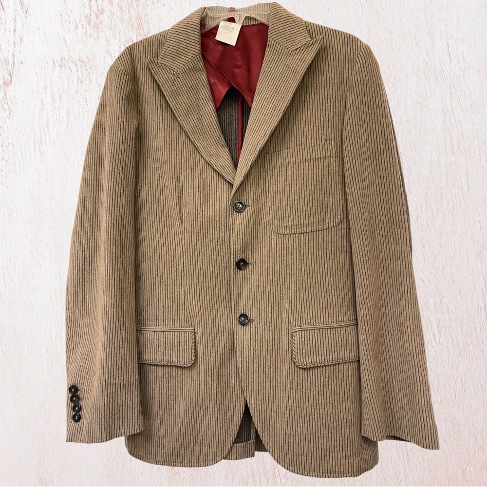 BERETTA GALLERY TAN CORDUROY MEN'S JACKET - Made in Italy - Size 40 US